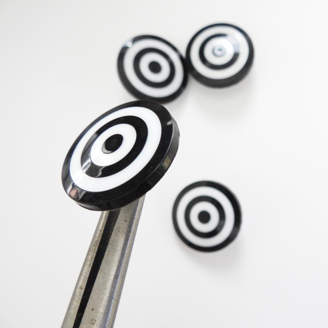 White and Black Decorative Buttons for Sewing - Set of 4, 25mm, Shank Style, Fun, Unique & Fancy Design for Clothes and Craft Projects.