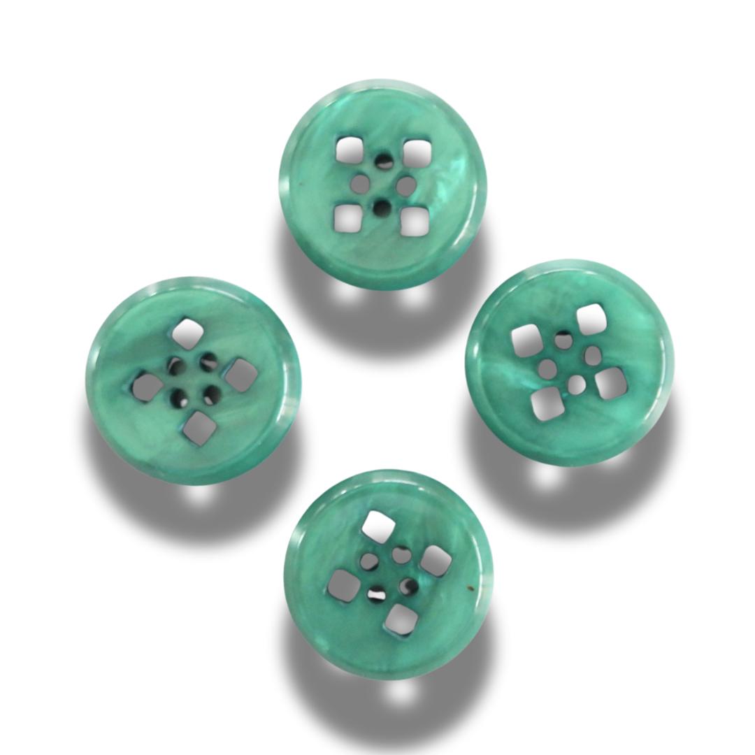 Set of 4 Forest Green Resin Buttons 25mm – Unique Round 4-Hole Buttons with Subtle Color Variation – 1 Inch, High Quality, 4mm Thick