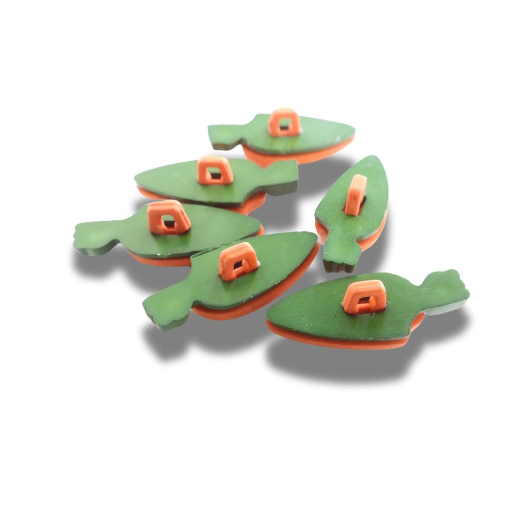 Carrot-Shaped Decorative Buttons for crafts, sewing, DIY, and cute jewelry projects - 20 mm, set of 6, Shank back- Fast Shipping