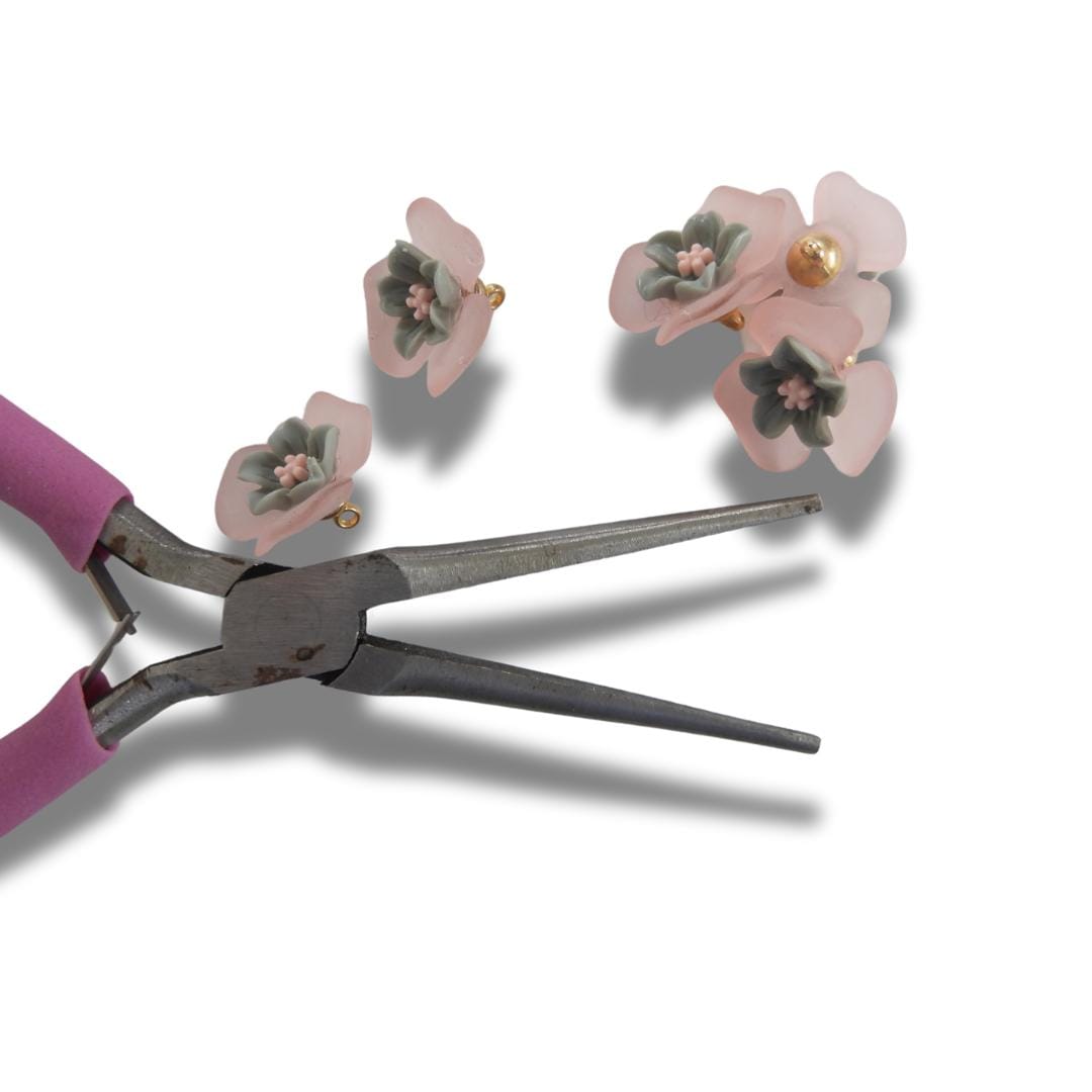 Pink Flower Shaped Buttons – Decorative and Fancy Fasteners with Metal Shank for Sewing, Crafting, jewelry or DIY Projects - Set of 5, 20 mm