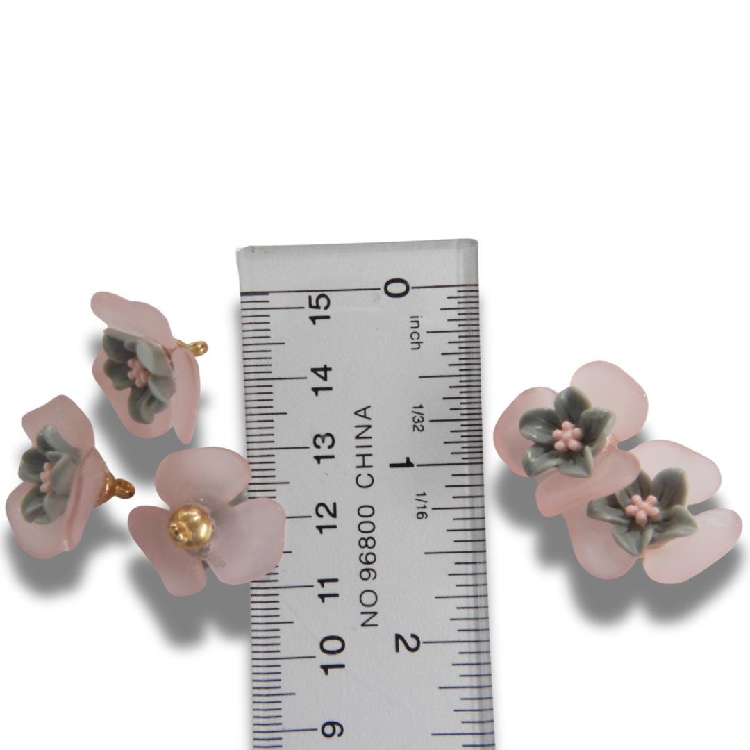 Pink Flower Shaped Buttons – Decorative and Fancy Fasteners with Metal Shank for Sewing, Crafting, jewelry or DIY Projects - Set of 5, 20 mm