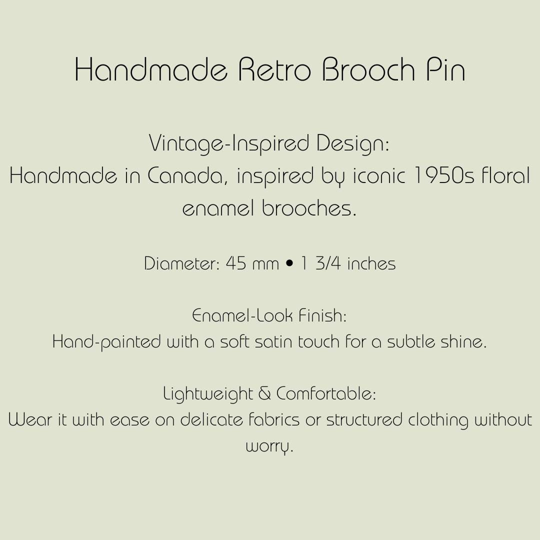 Charming Retro-Inspired Flower Brooch - Inspired by vintage brooches from the 1950s and 60s. Simple and elegant, perfect as bridal jewelry.