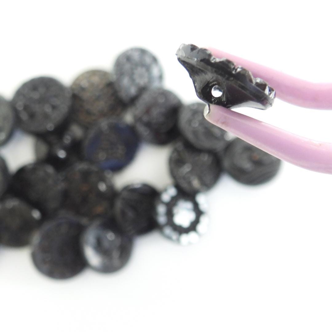 Vintage Black Glass Buttons - Set of 20