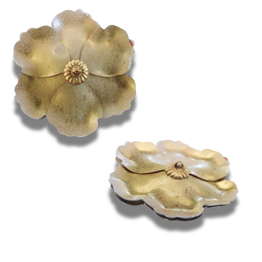 Handmade oversized white flower button with matte rhinestone center. 45 mm, lightweight, perfect for hats, belts, crafts & floral décor.