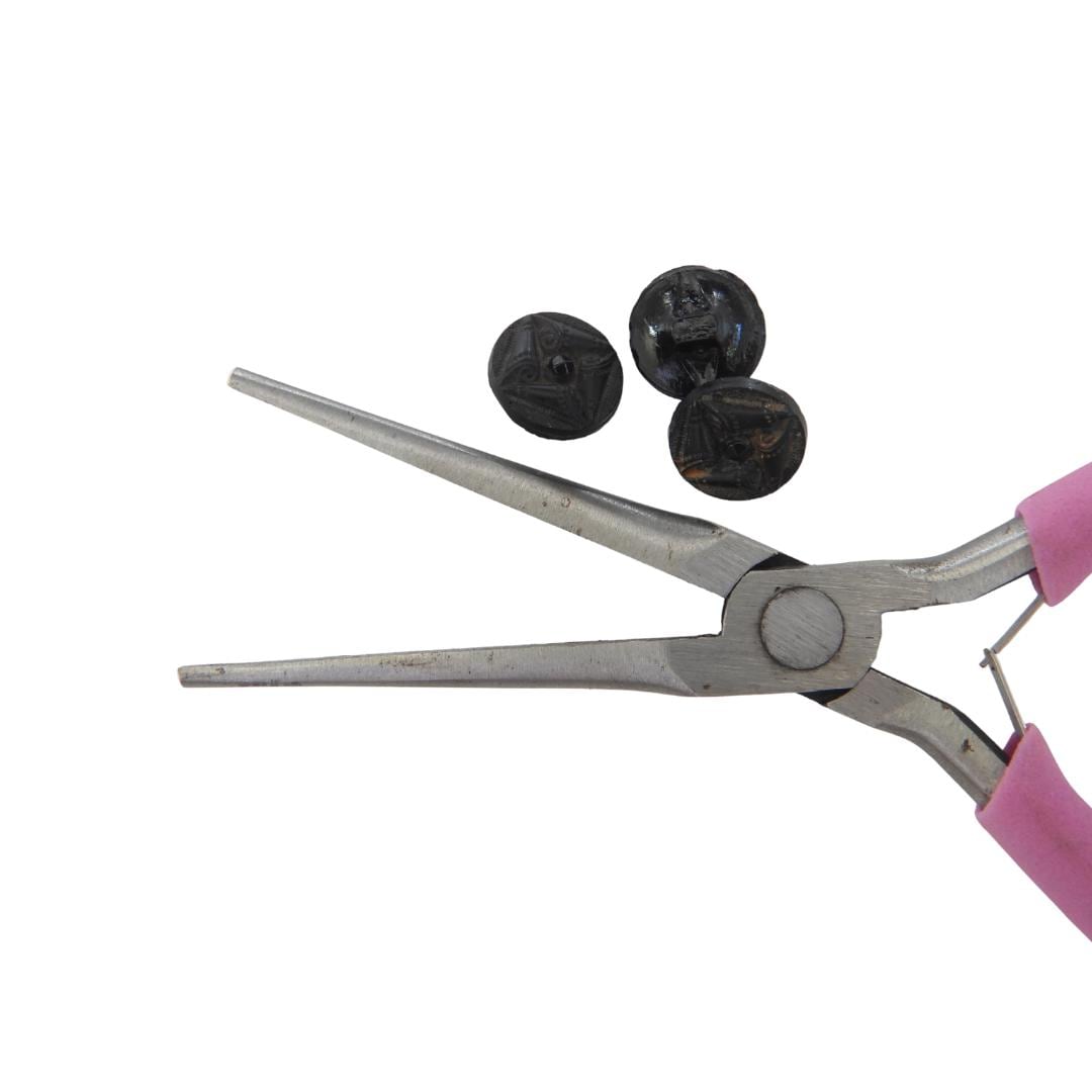 Black antique glass buttons with a shank