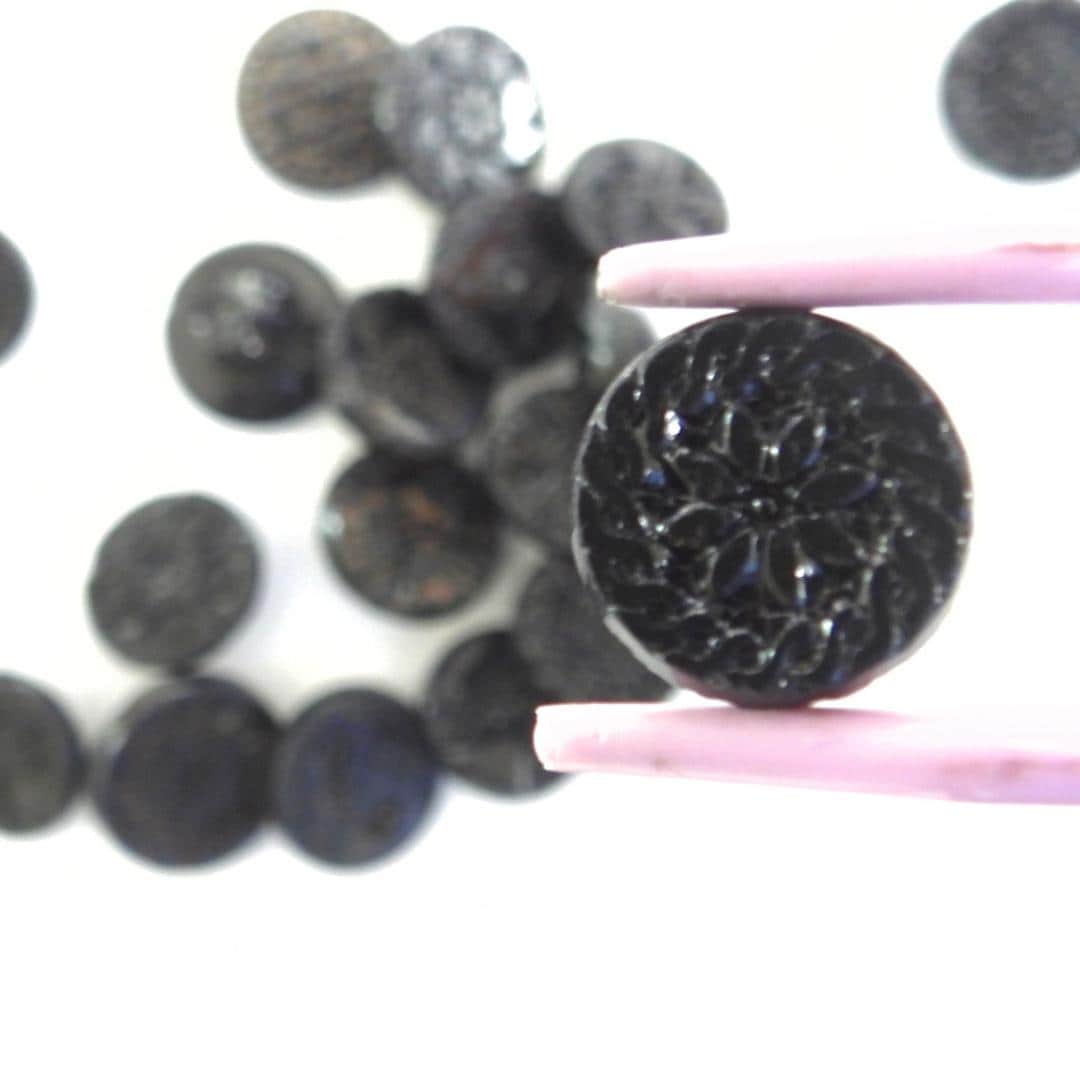 Vintage Black Glass Buttons - Set of 20