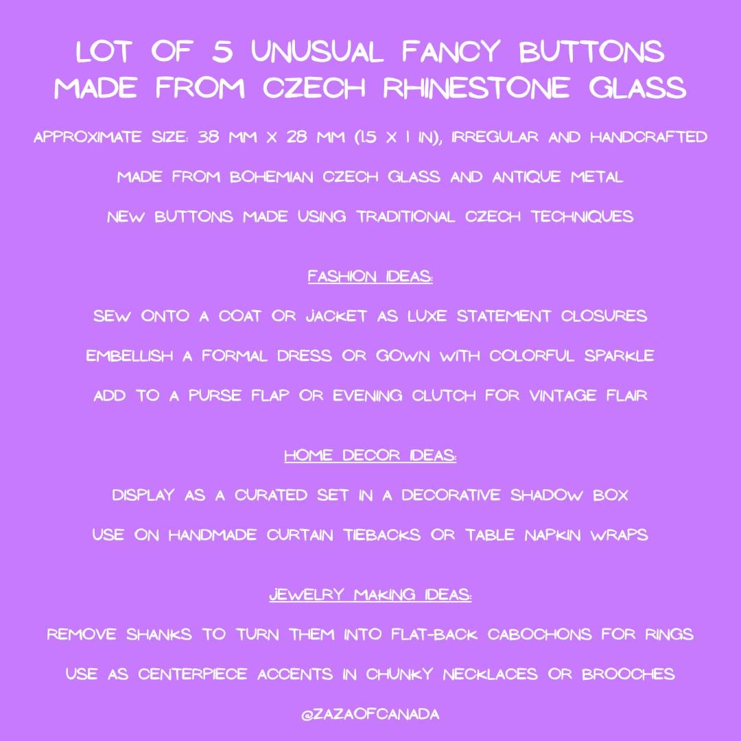 Purple Czech Rhinestone Buttons