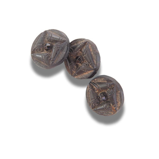 Black antique glass buttons with a shank