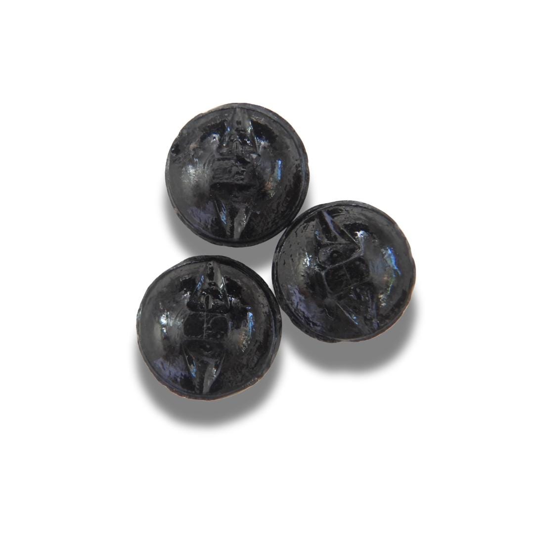 Black antique glass buttons with a shank