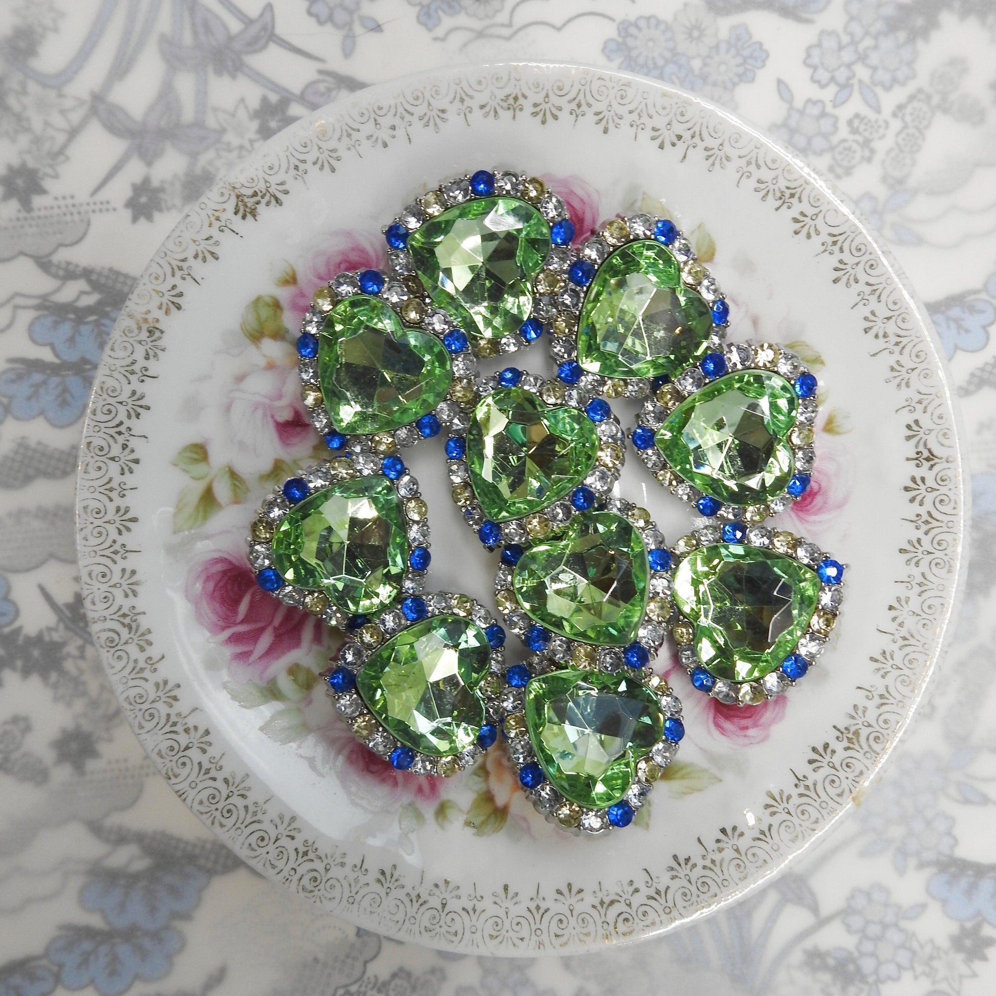 green rhinestone buttons
