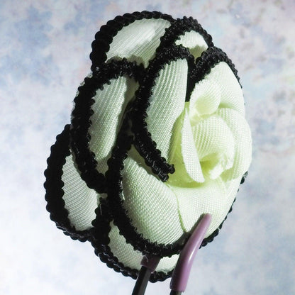 One flower camelia CC buttons made from white black elegant fabric, for making home decor arrangements, french chic floral wedding bouquet