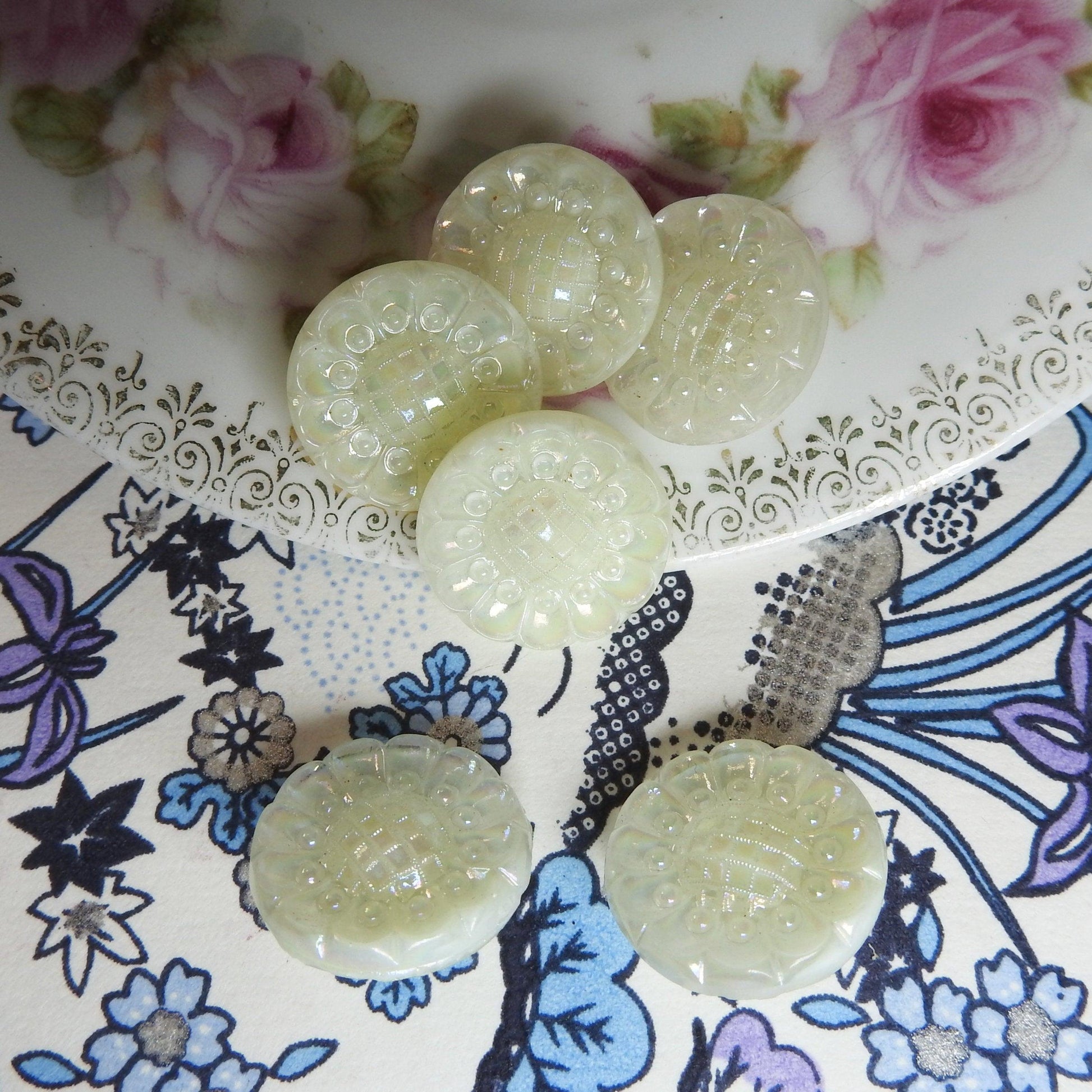 Pearly white vintage buttons