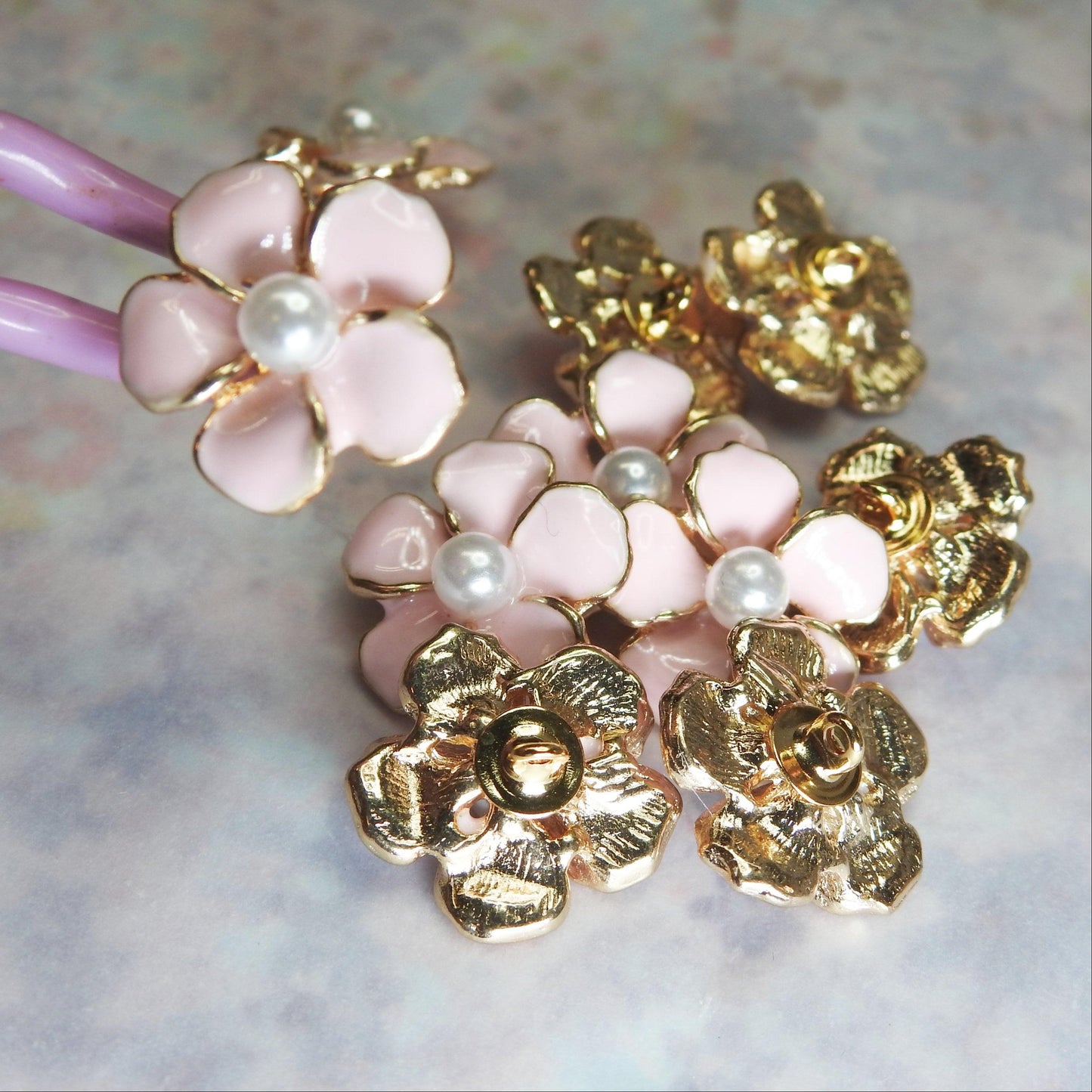 pink button flowers