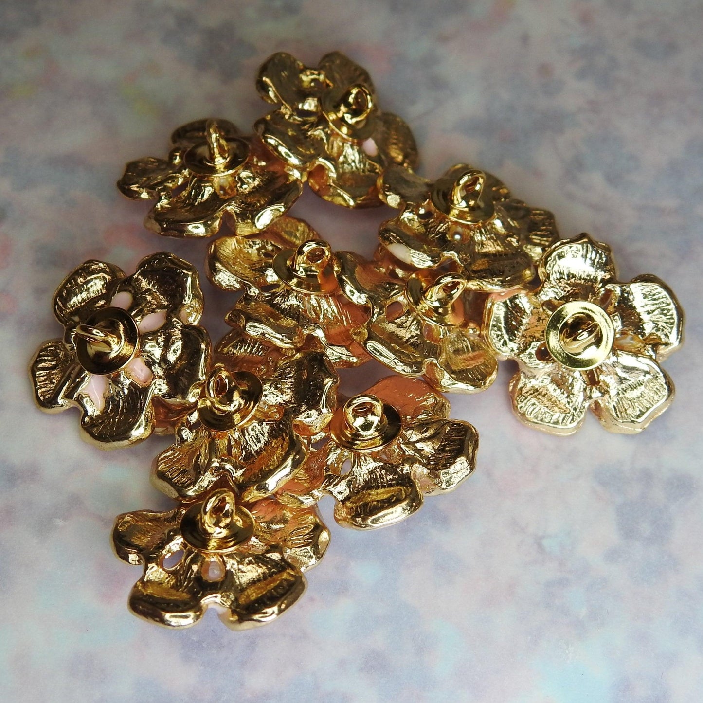 pink flower buttons with shanks