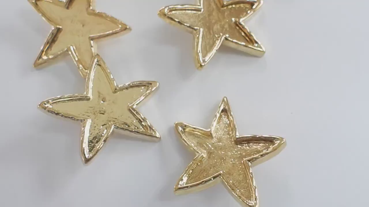 Set of 6 Vintage Star Shank Buttons – 30mm Decorative Metal Buttons for Sewing