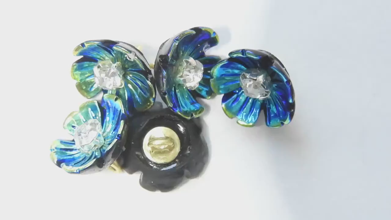 Blue Flower Buttons for Sewing