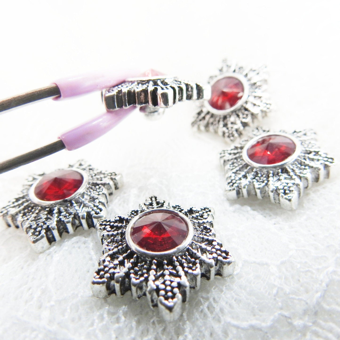 red snap buttons