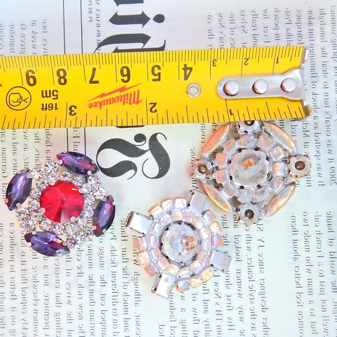 Glass Stone Decorative Buttons Set - Blue, Red, Purple, Orange, Green, White Colors - 30 mm - DIY Fancy Embellishments - With a Shank