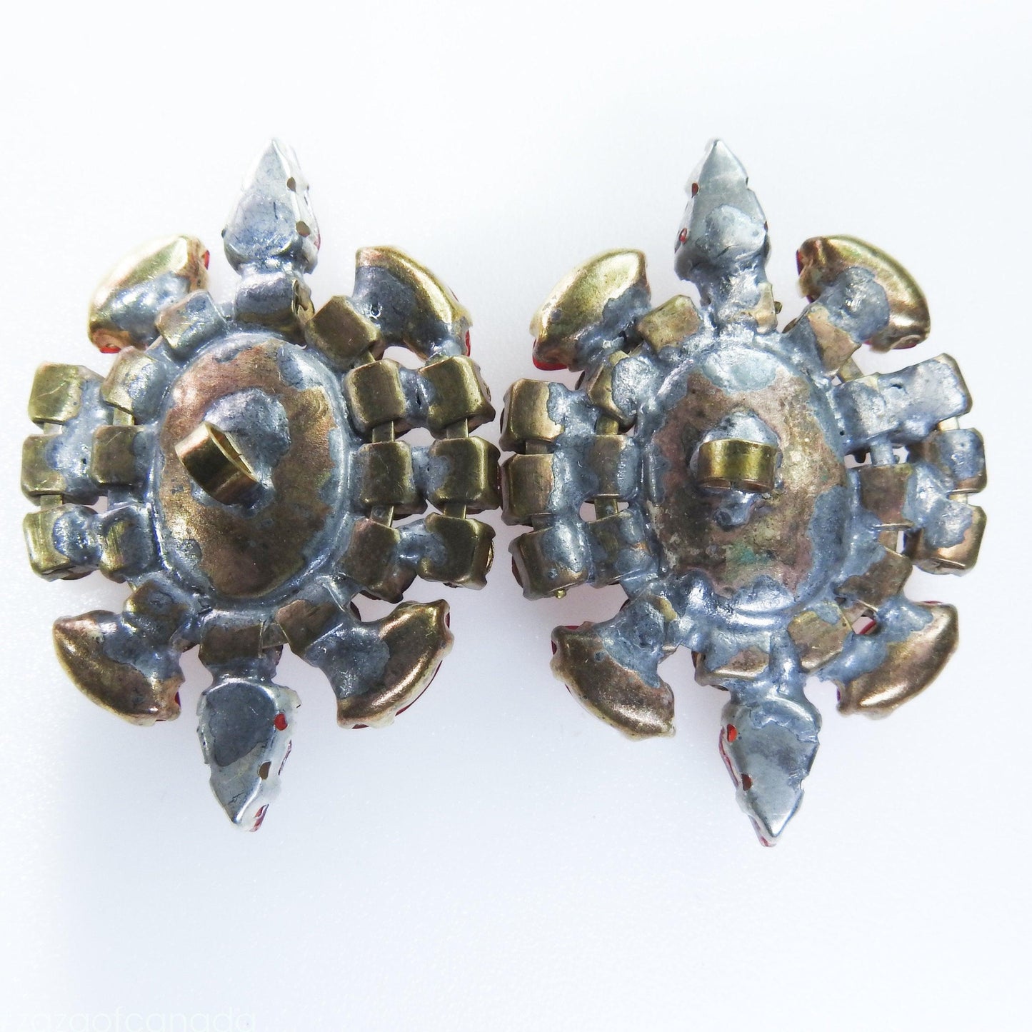Shiny fancy buttons, bling embellishments, extra large decorative buttons, hat making materials, glass cabochons, Pair of 2 - 45x30 mm