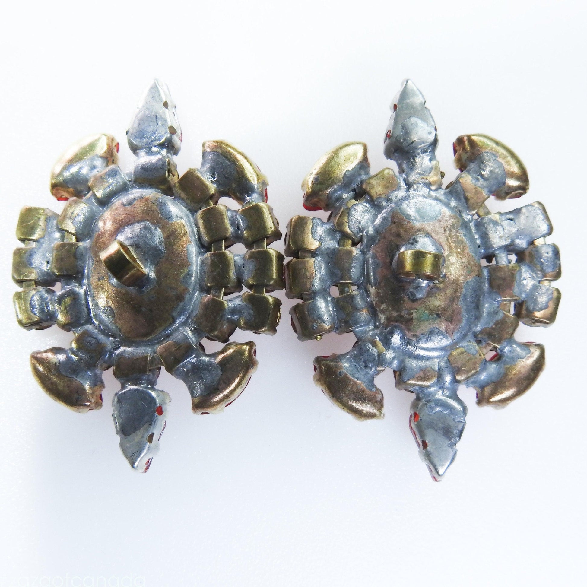 Shiny fancy buttons, bling embellishments, extra large decorative buttons, hat making materials, glass cabochons,  Pair of 2  - 45x30 mm