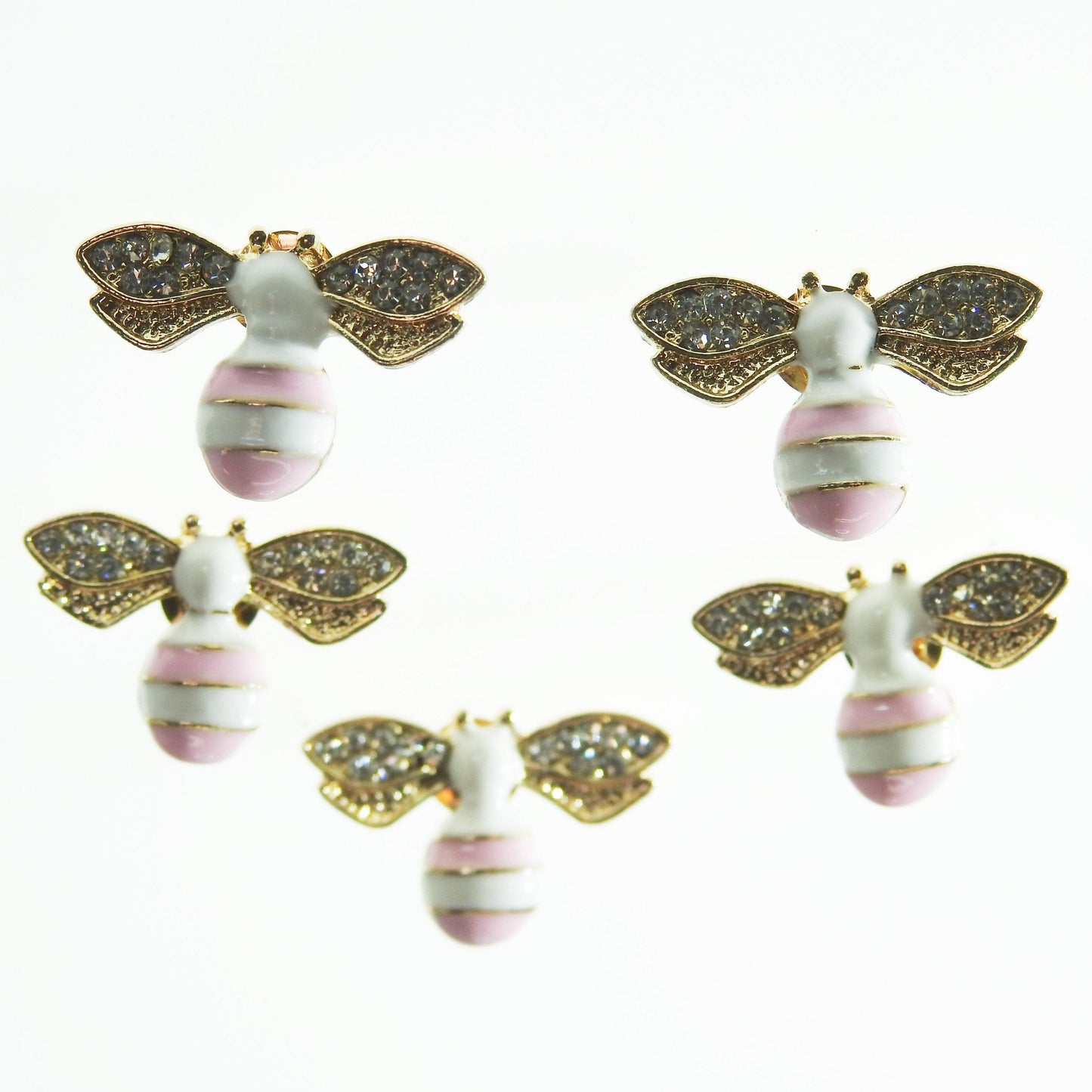 Tiny pink bee buttons