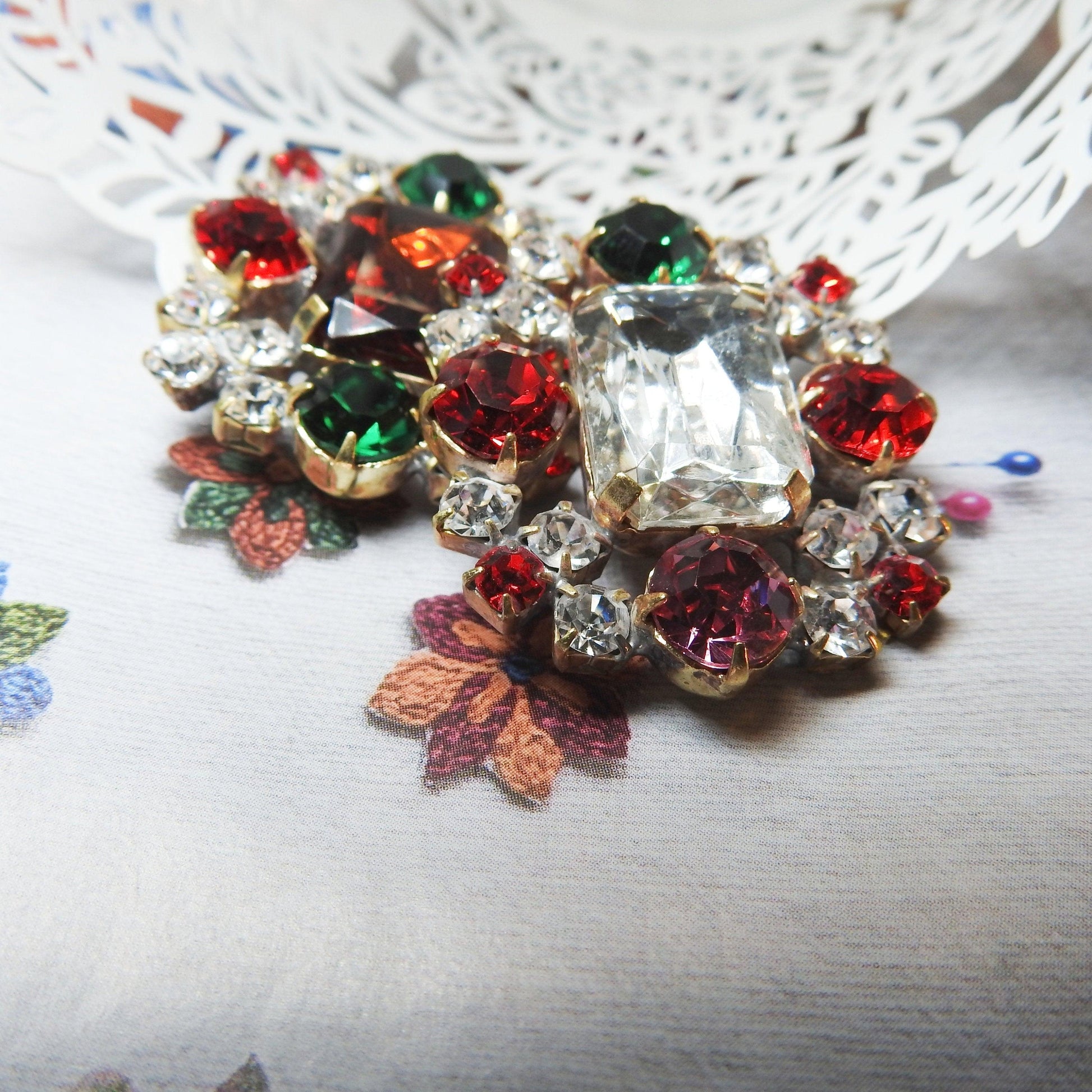Unique fancy glass buttons, beautiful jewelry findings, unusual sewing gifts, extra-large buttons for coat and blazer , 1.57x 1.18''