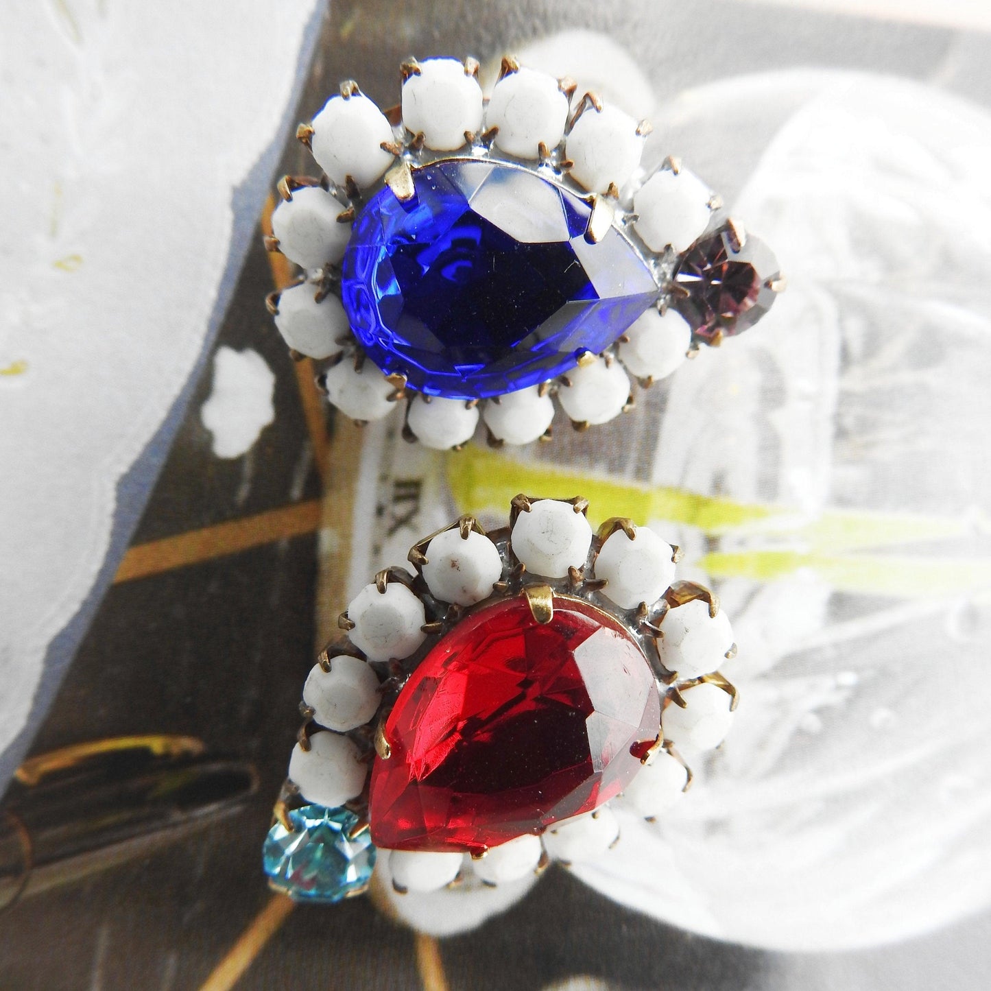Unique shape crystal buttons, vintage style jewelry buttons, fancy glass buttons for sewing, making jewelry & bracelets, unique sewing gift
