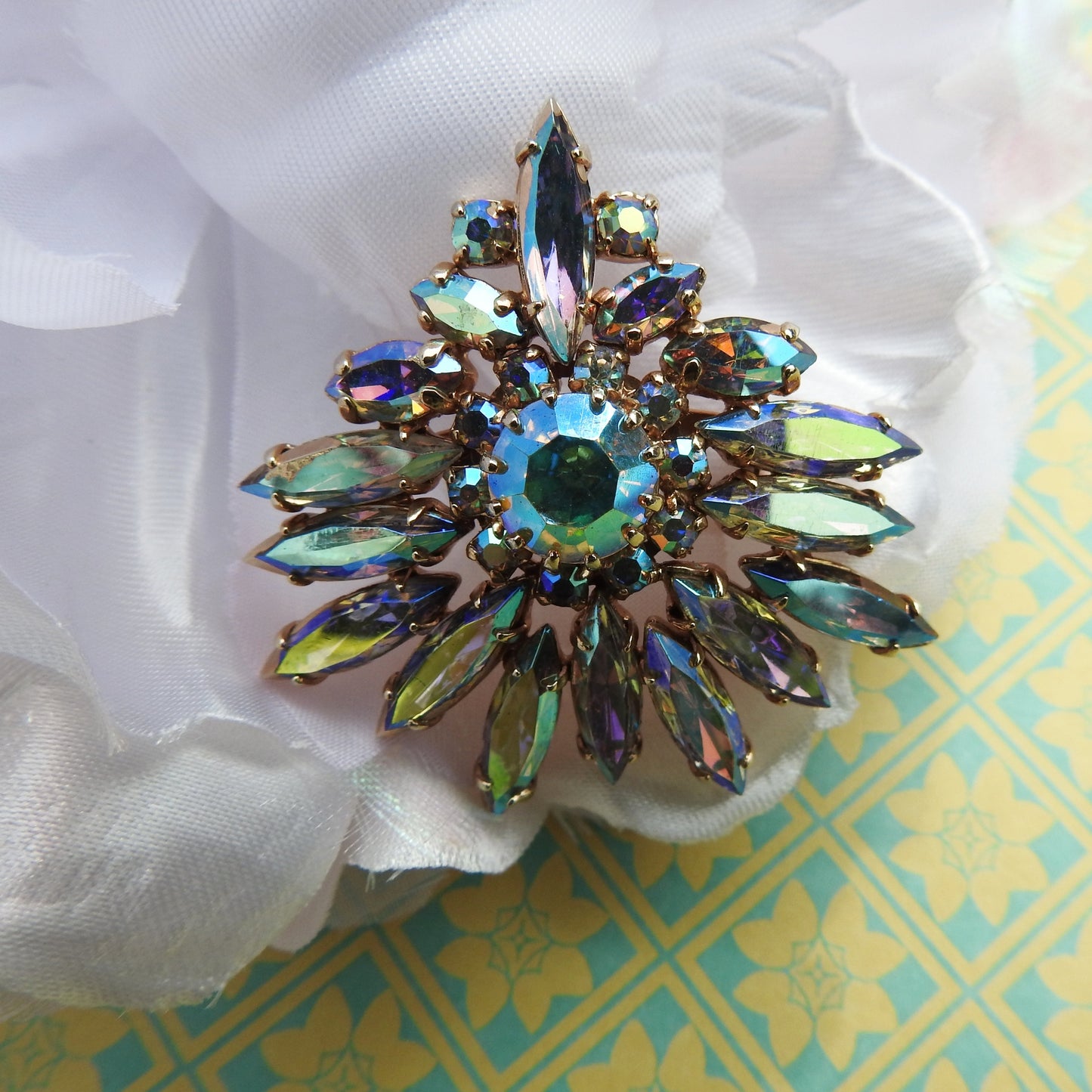 Vintage aurora borealis brooch
