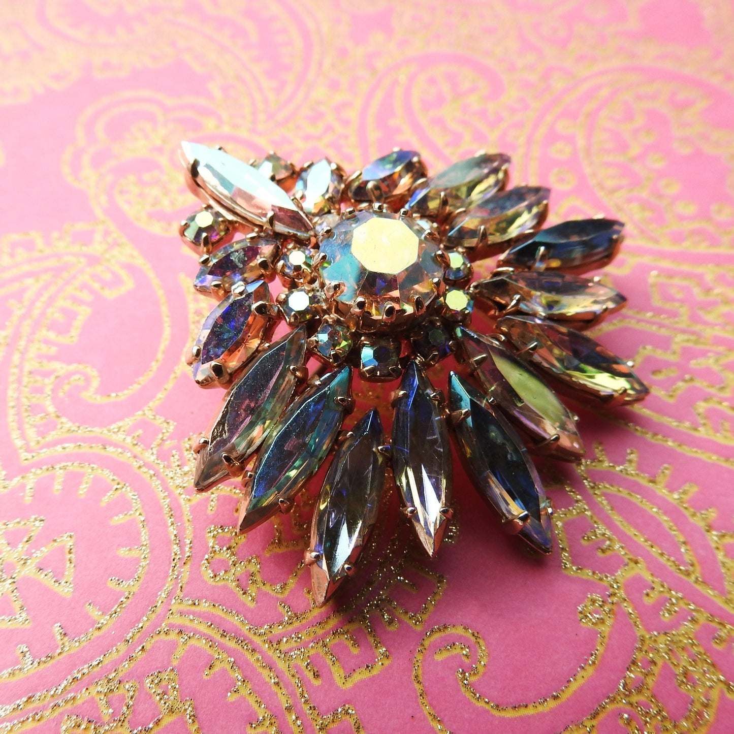 Vintage aurora borealis brooch