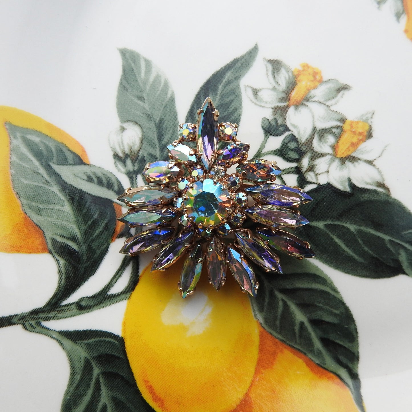 Vintage aurora borealis brooch