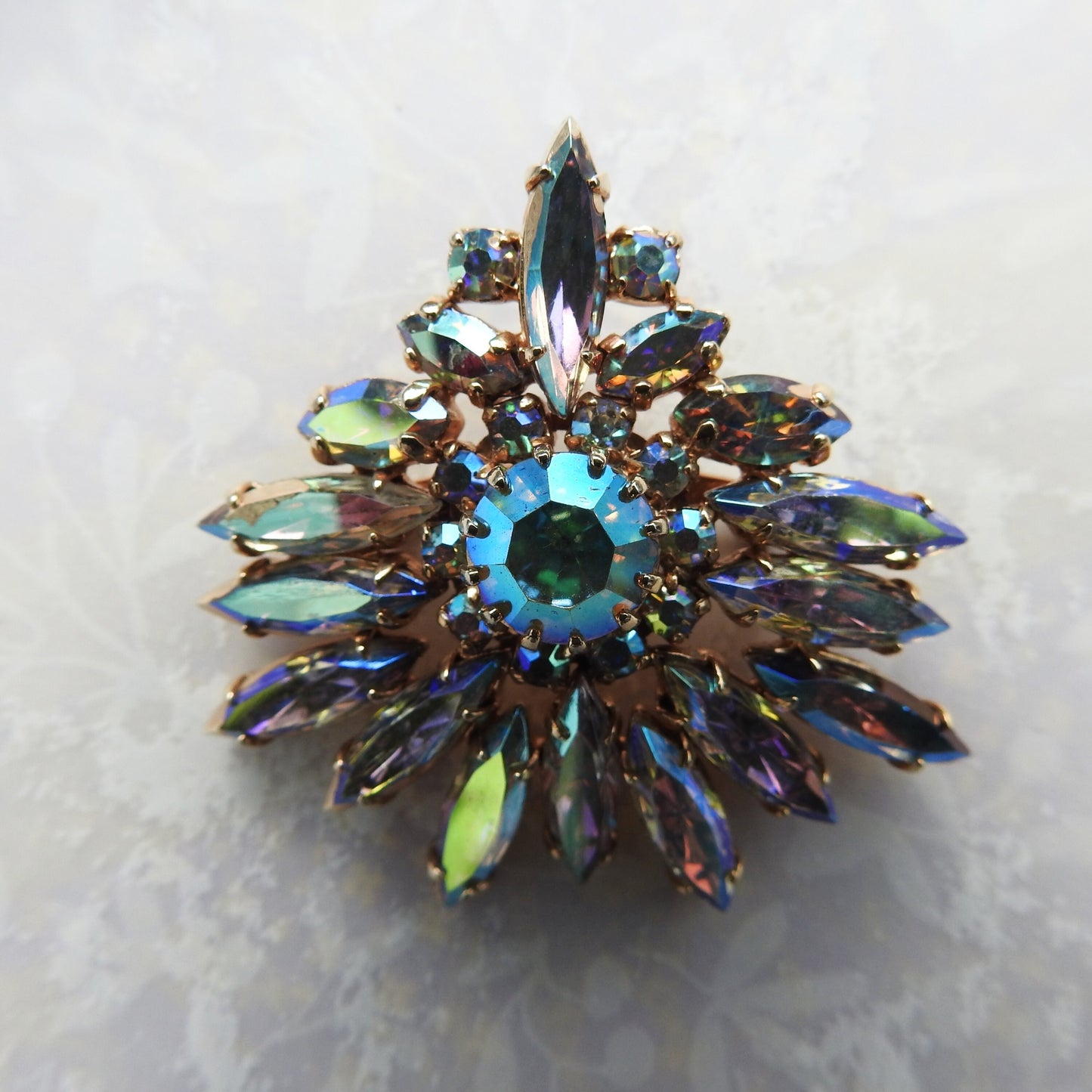 Vintage aurora borealis brooch