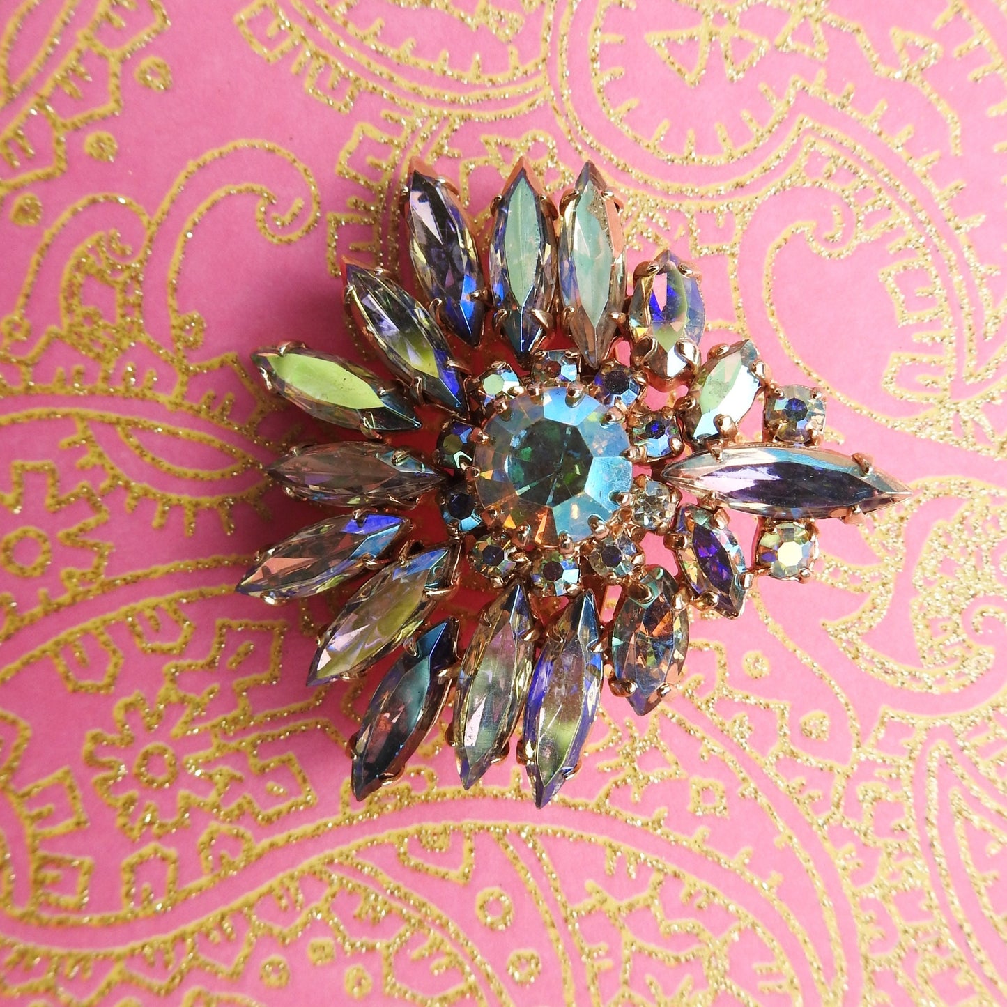 Vintage aurora borealis brooch