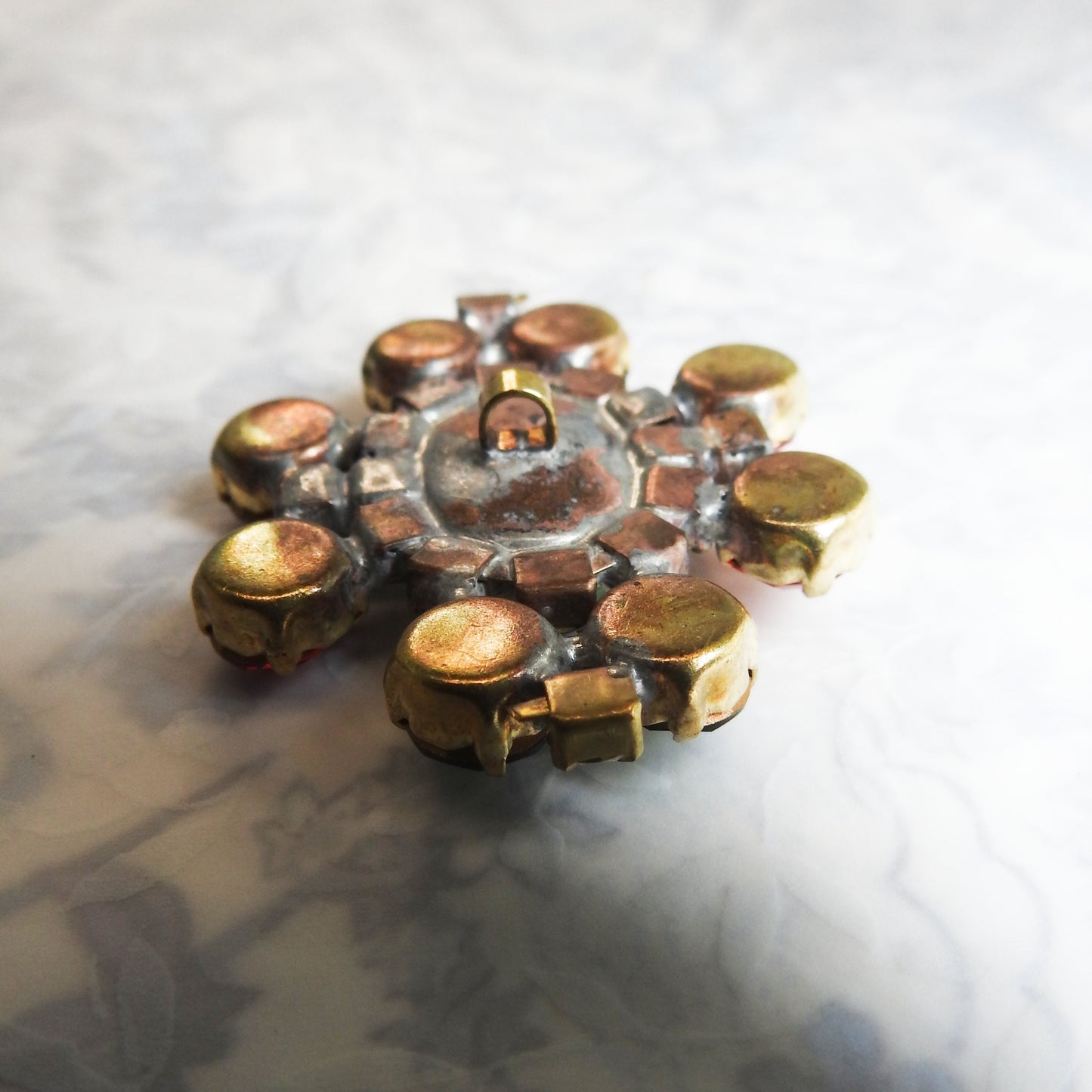 Green rhinestone glass button