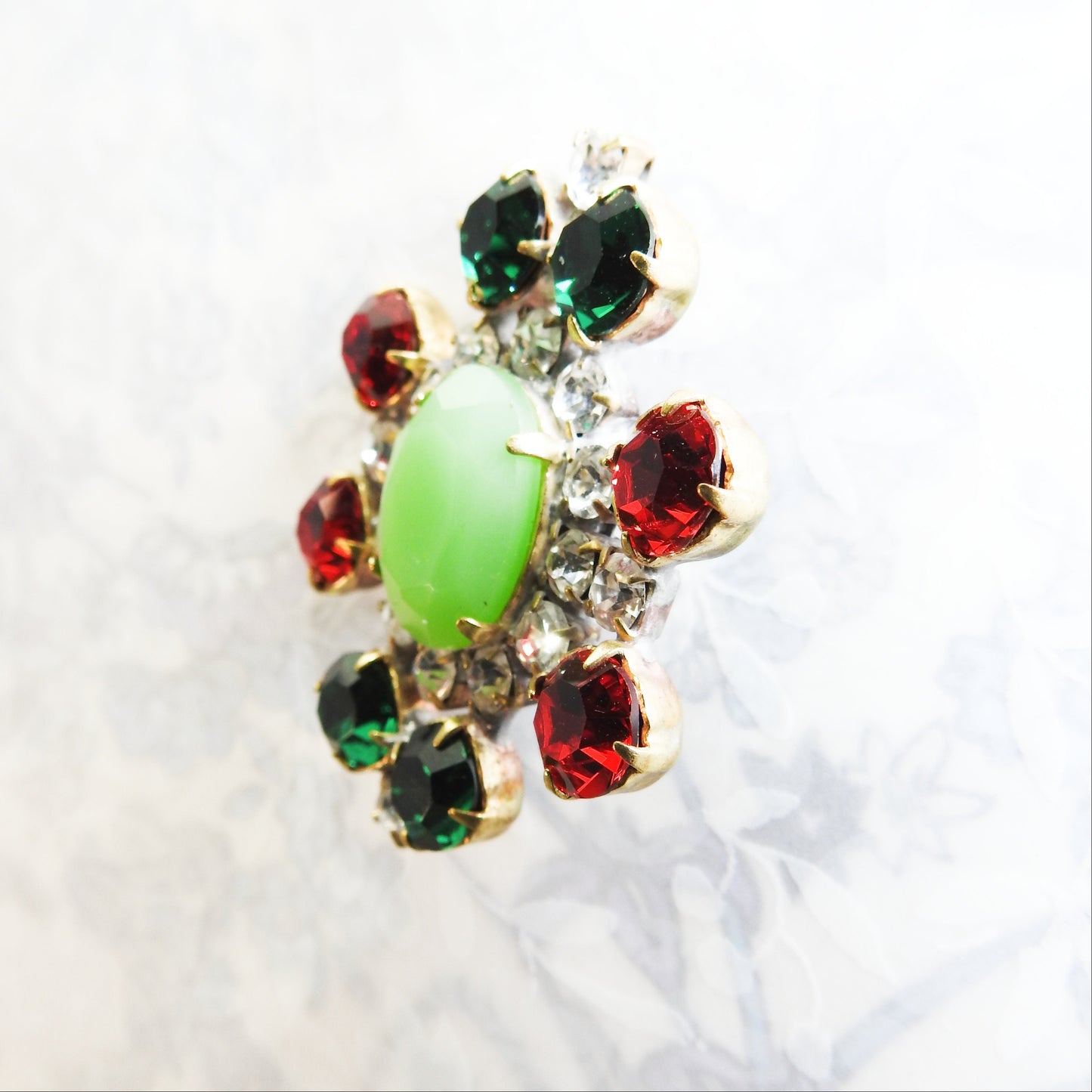 Green rhinestone glass button