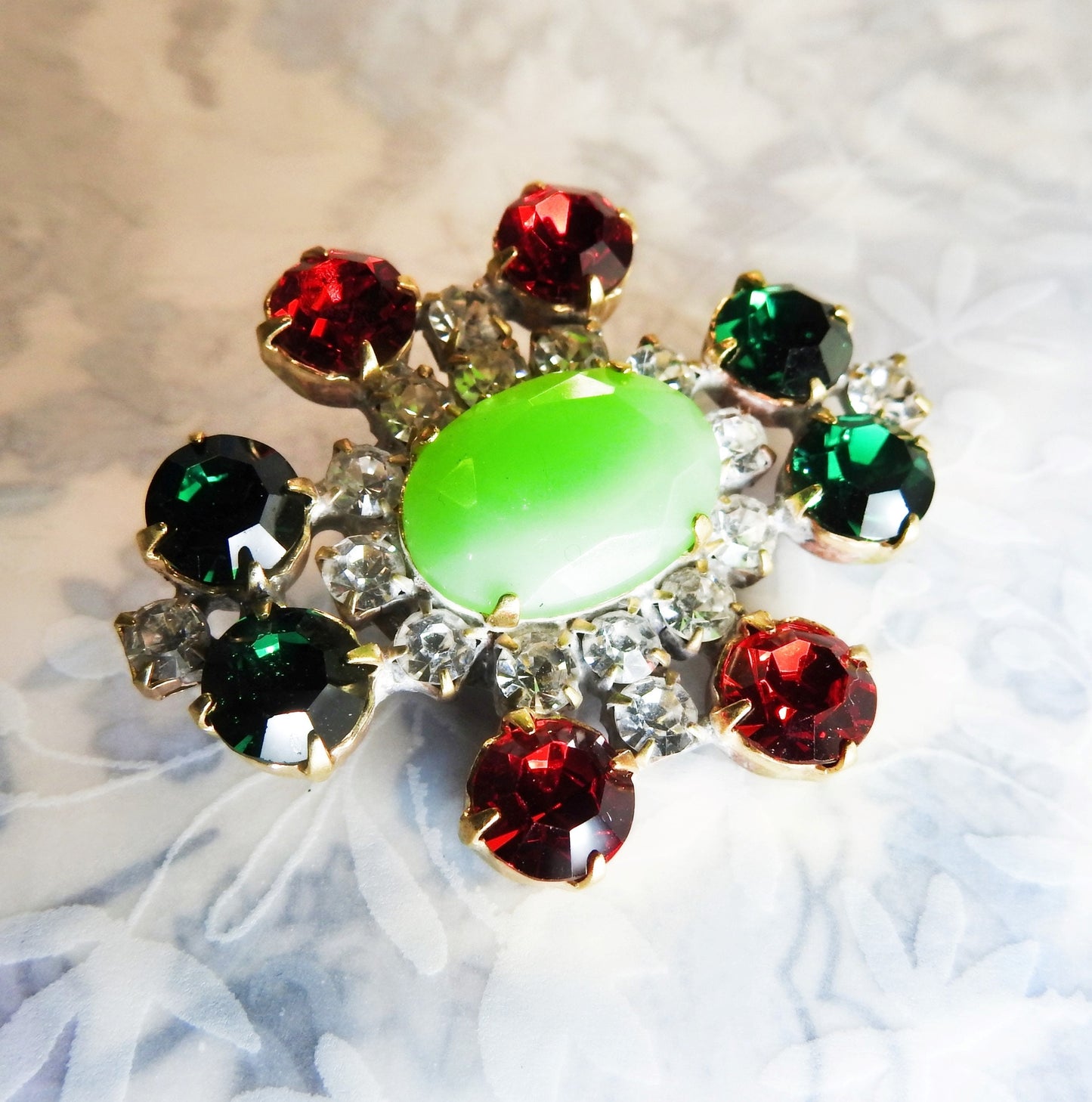 Green rhinestone glass button