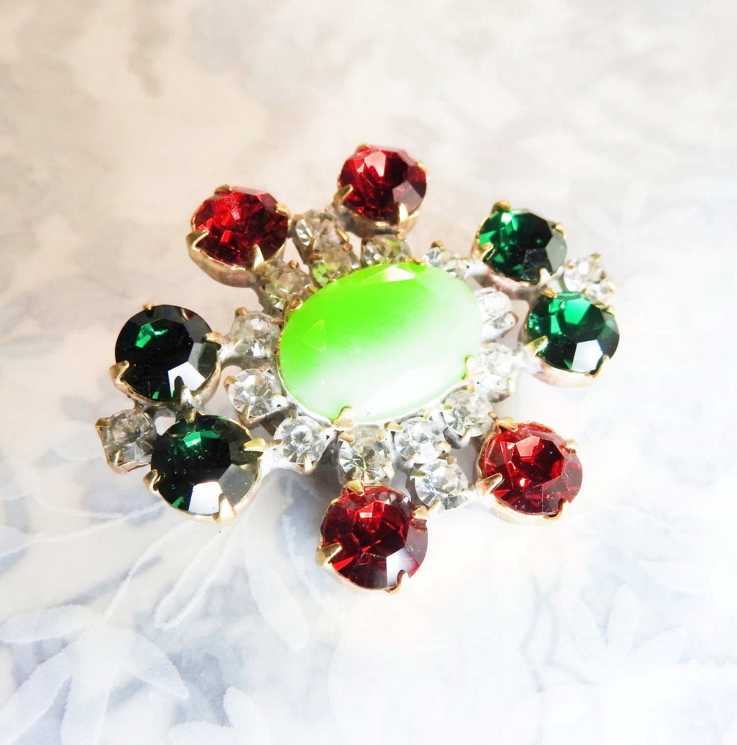 Green rhinestone glass button