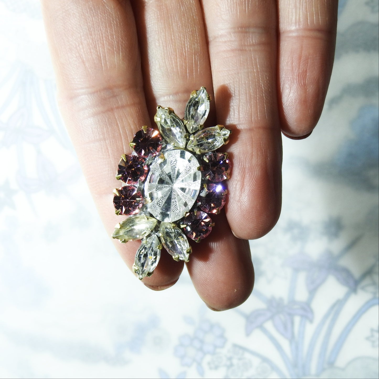 Pretty pink diamante button