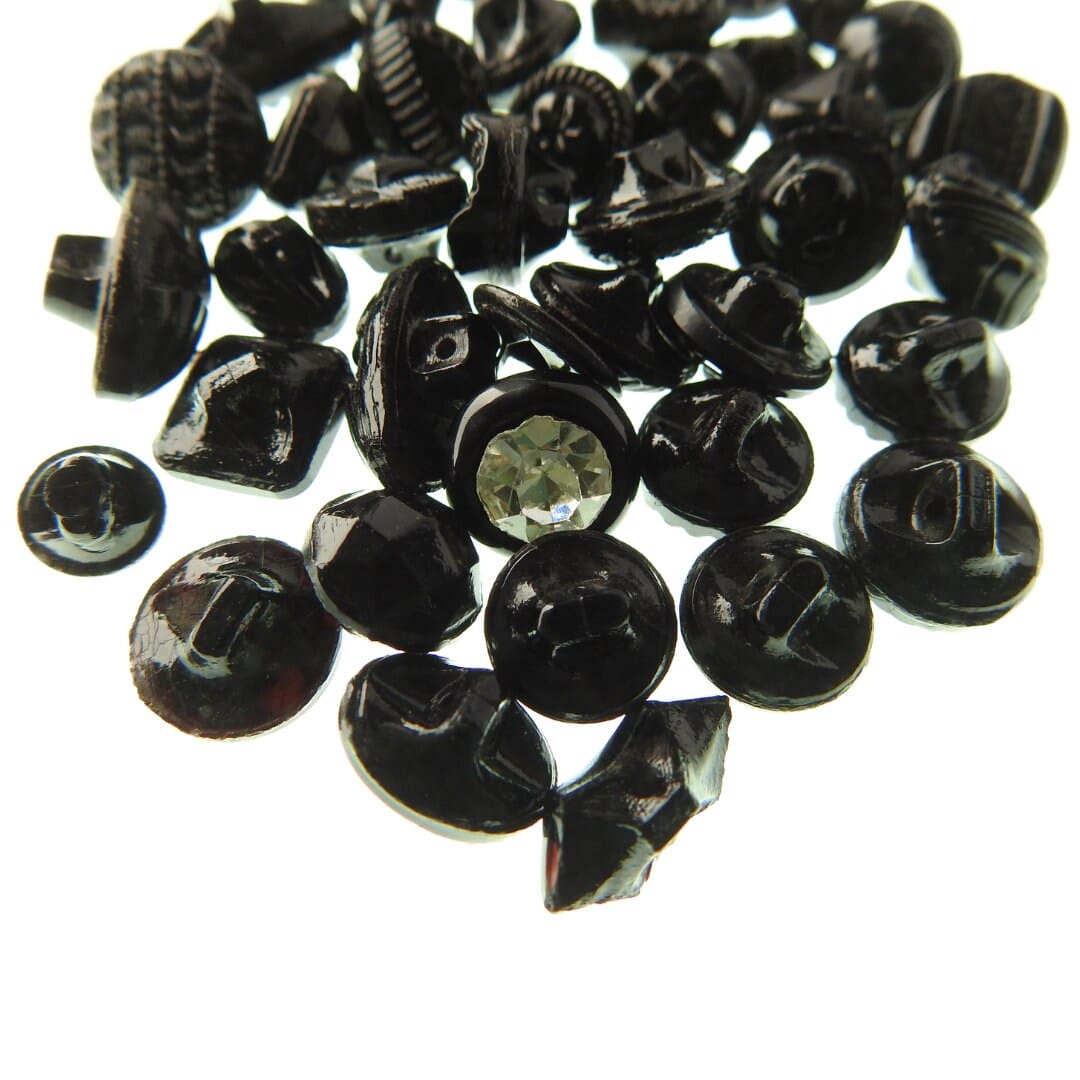 Tiny antique black buttons - lot of 40 - For sewing and jewelry. Gift idea for button enthusiasts. For coats, dresses, accessories. 5 mm