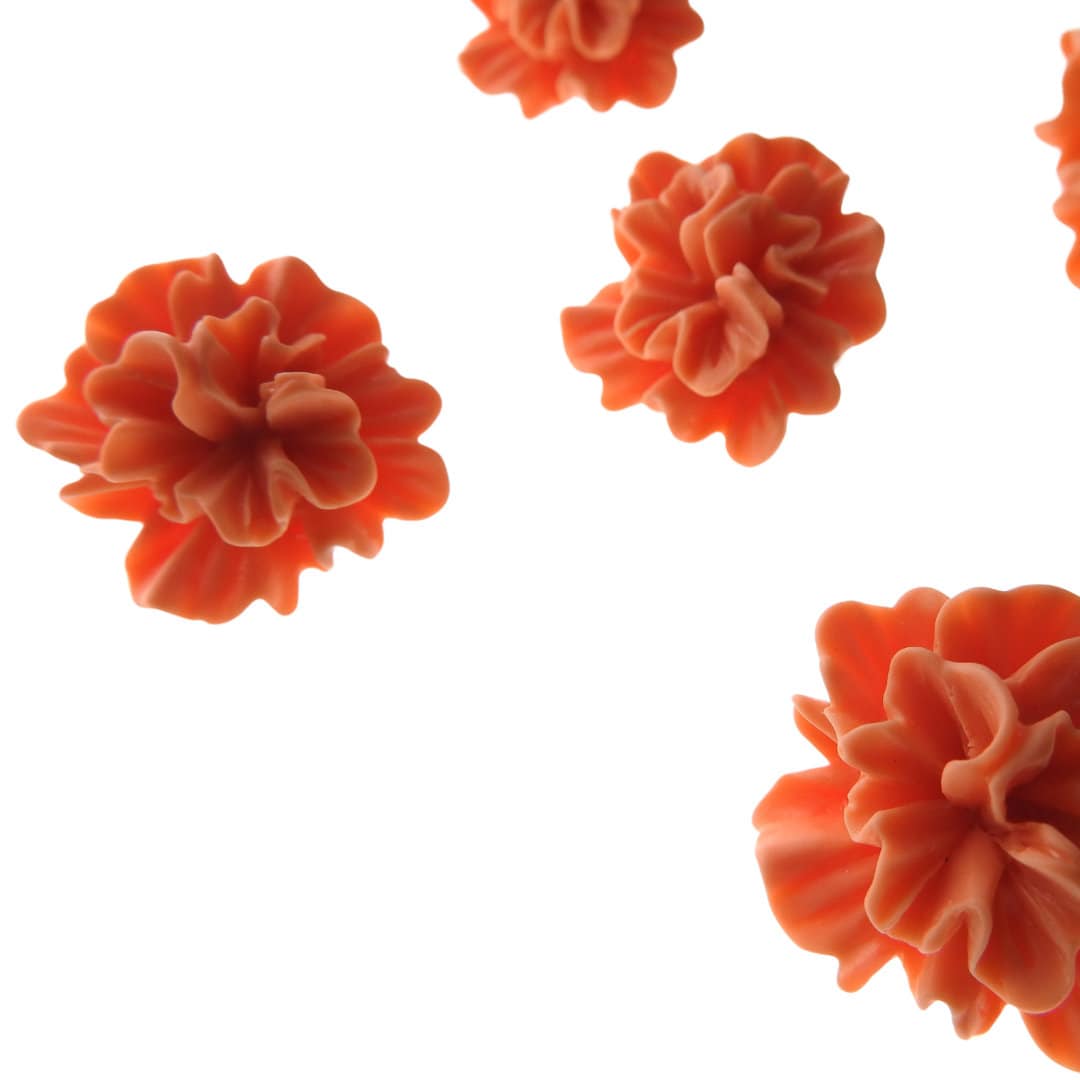 Large floral shank buttons for sewing and crafts - 5 pces, 25 mm, 1 in, orange - Embellishments for flower-themed party. Fun cool design.