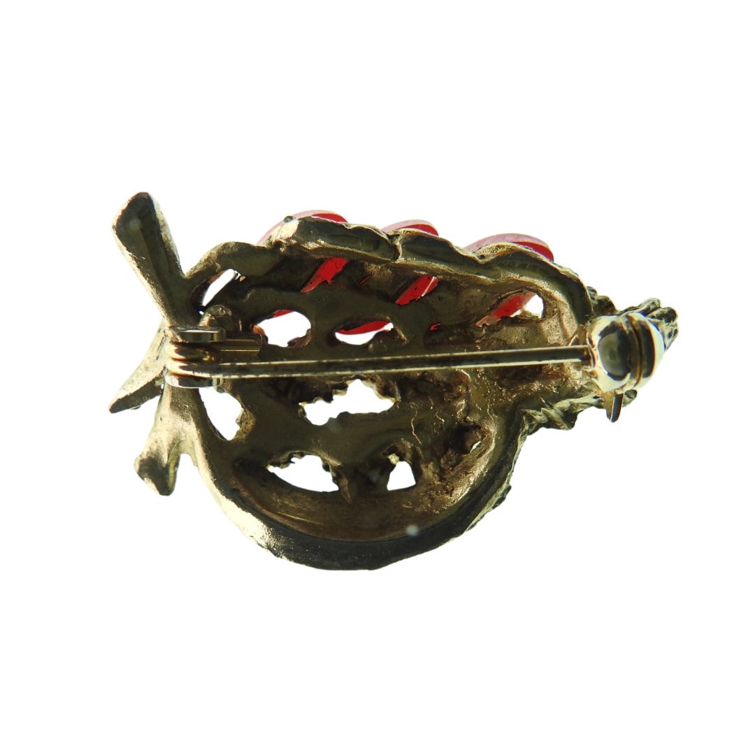 Exquisite Vintage Pink Rhinestone Brooch Pin for women - Elegant Leaf Design - Perfect Gift for Her. Antique, mid-century style