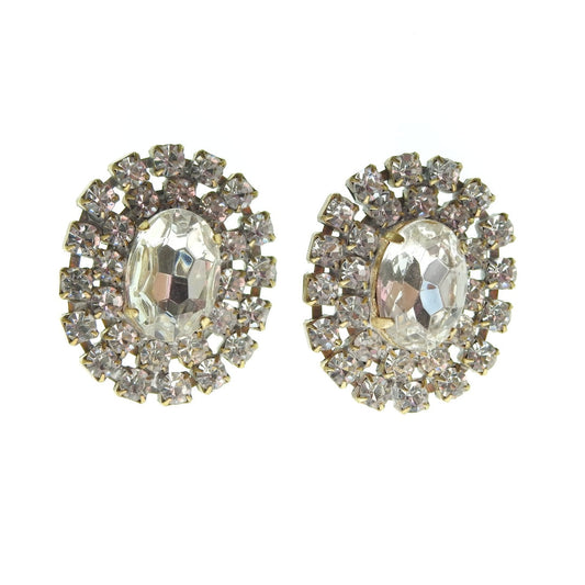 Sparkling Czech glass crystal buttons - 40x30 mm - Pack of 2 - For crafting, jewelry making. Embellishments for hats, belts, evening wear.