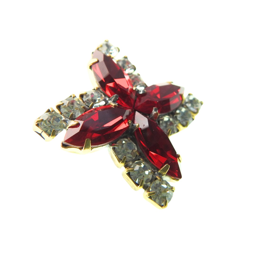 Red Czech glass button for sewing