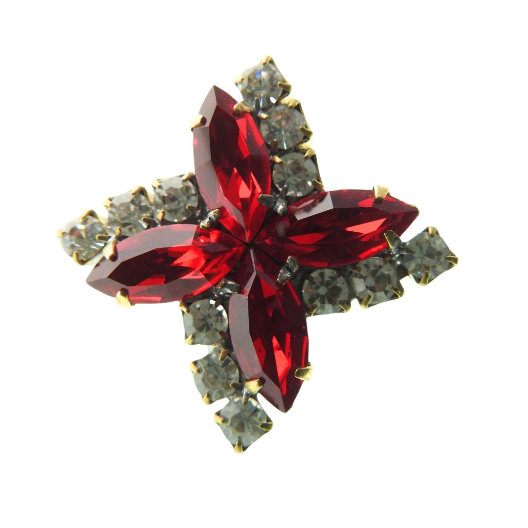Red Czech glass button for sewing
