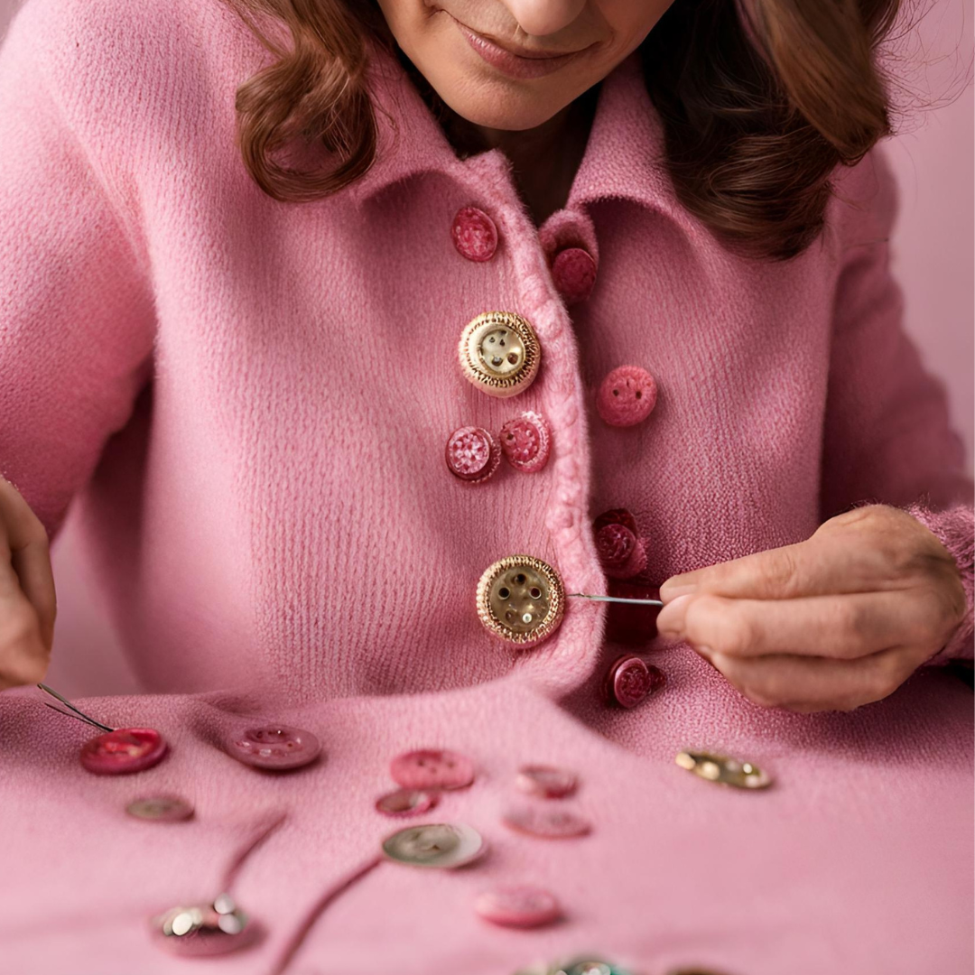 How to sew button jewels on cardigan