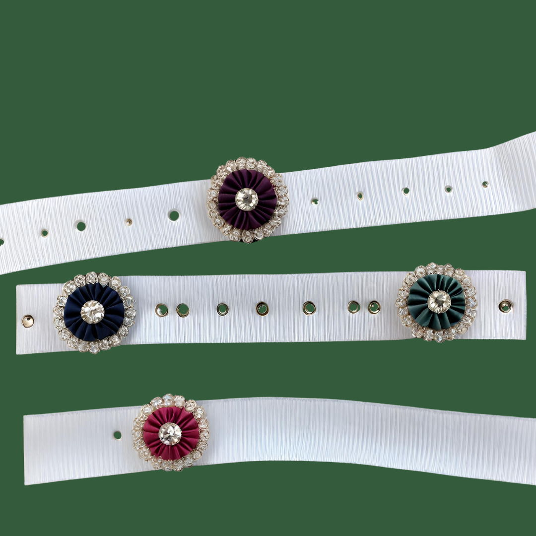 Sewing Rhinestone Buttons onto a Ribbon