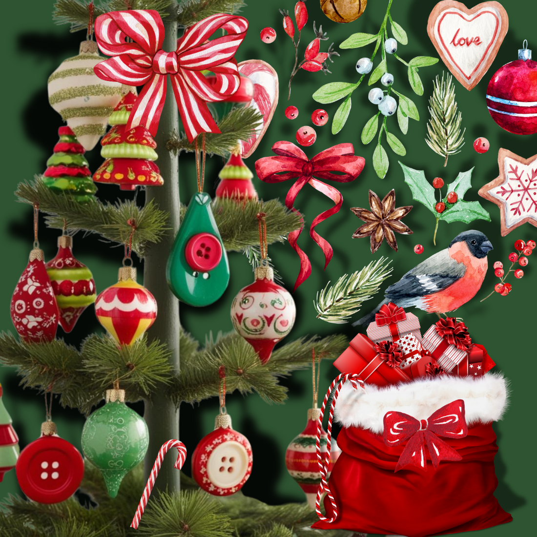 Christmas Decorations with Buttons