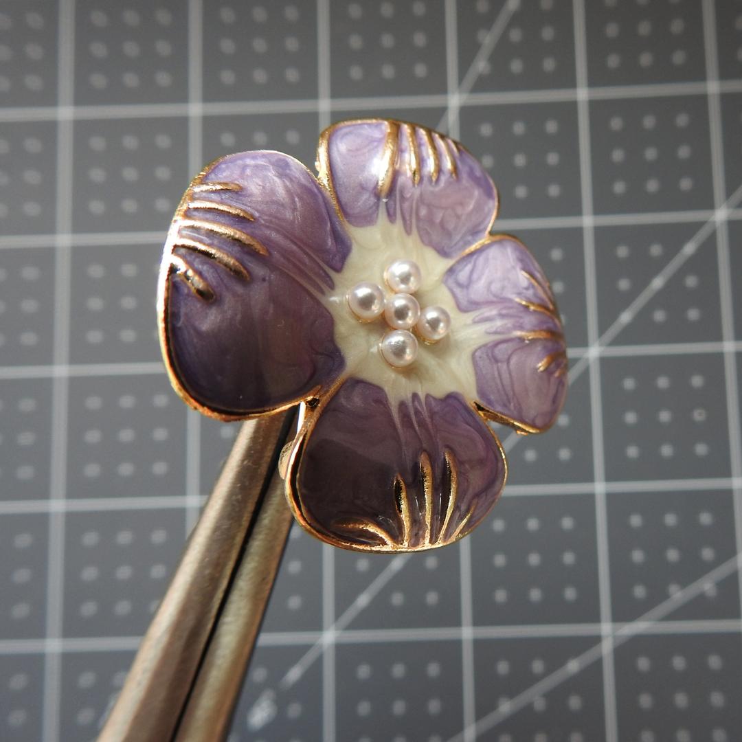 Purple flower brooch