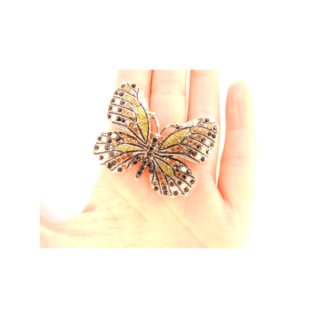 Rhinestone butterfly brooch