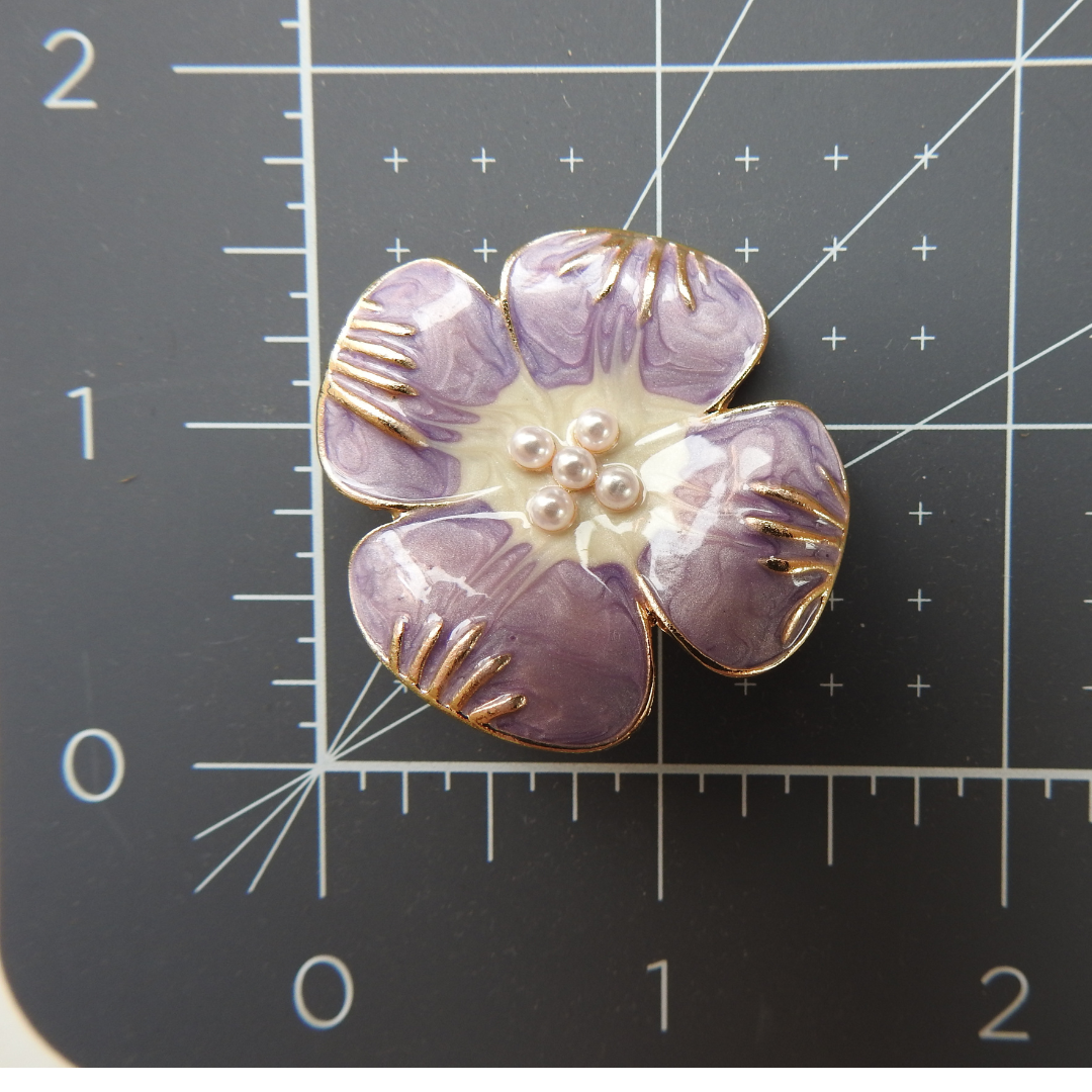 Purple flower brooch