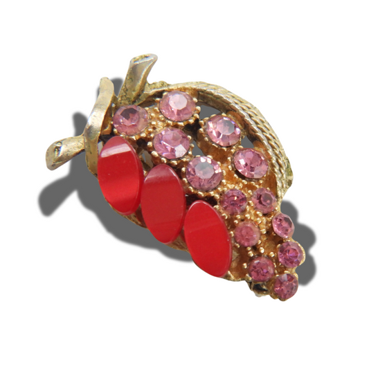 Vintage Tiny Pink Rhinestone Brooch Pin